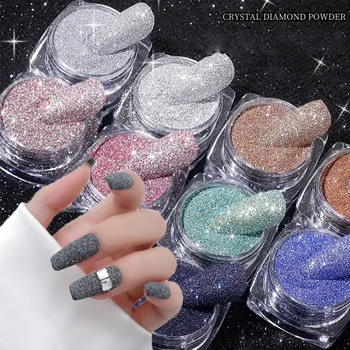1-1-Box kristály gyémánt körömpor csillogó strasszok Csillogó fényvisszaverő Aurora Pigment por DIY manikűr kiegészítők