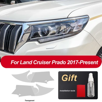 2 részes autó fényszóró védőfólia Toyota Land Cruiser Prado 2017 ajándék átlátszó fekete TPU matrica tartozékok