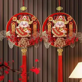 2024 Kínai újév Piros függő medál A gazdagság istene kétrétegű 3D tavaszi fesztivál bojt szerencse medálok holdévre