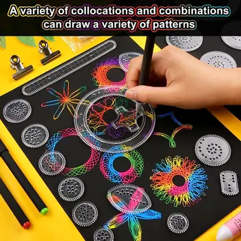 22 db/szett Spirográf rajzjátékok készlet Egymásba illeszkedő fogaskerekek Kerekek festés Vonalzó Kreatív rajz Oktatójáték gyerekeknek