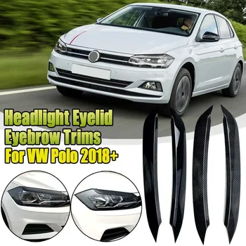 2db/tétel ABS autó fényszórók szemhéjak szemöldök díszítő matricák borítója VW számára a Polo 2018 2019+ számára Autó stílus CarbonLook/GlossBlack