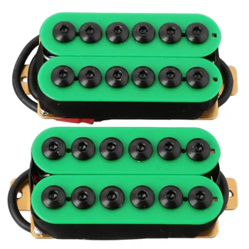 2Pcs dupla tekercses elektromos gitár humbucker hangszedő híd és nyak kerámia mágnes Invader stílus punk zöld