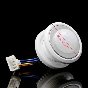 40mm LED PIR érzékelő infravörös mozgásérzékelő kapcsoló állítható késleltetéssel