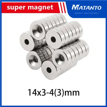 5/10/20/50/100PCS 14X3-3 mm Kis kerek erős erős mágnesek 14X3 lyuk 3mm 14x3-3mm süllyesztett neodímium mágneslemez 14*3-3