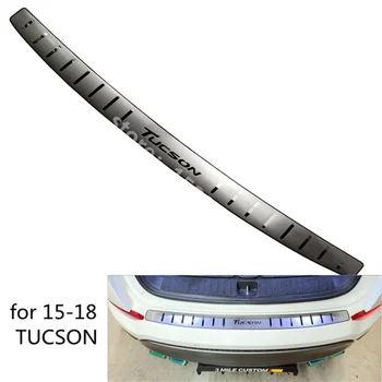A Hyundai Tucson 2015-2018 számára Rozsdamentes acél autó Hátsó lökhárítóvédő Párkánytartó Hátsó védőburkolat Futófelület Lemezborító Trim Autó stílus