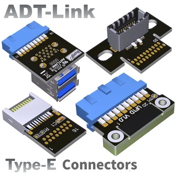 ADT-Link USB E csatlakozók adapter USB 3.0 3.1 3.2 20P TYPE-E 90 fokos átalakító apa anya TYPE E foglalat számítógép alaplap