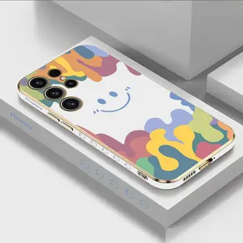 Akvarell mosolygós arc luxus bevonatú telefontok Samsung Galaxy S23 S22 S21 S10 S9 S8 Plus Note 20 Ultra 10 Plus tok