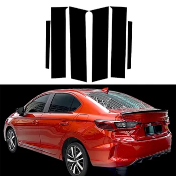 Autós kiegészítők Honda City GN1/2/3/5/6/7 szedán/ferdehátú 2020-2023 ajtóablak fényes fekete oszloposzlopok burkolat burkolatához