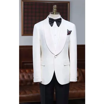 Csúcskategóriás öltönyök férfiaknak 2 részes elegáns kendő hajtóka Egygombos viselet báli party esküvői vőlegény Tuxedo férfi öltöny blézer nadrággal
