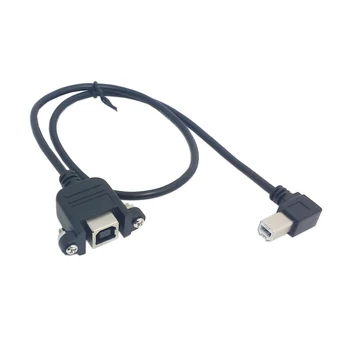 CY USB B apa - anya hosszabbító kábel adapter csavarokkal panelre szereléshez 90 fokos derékszögű 0,5 m 0,7 m 1,0 m 2 db