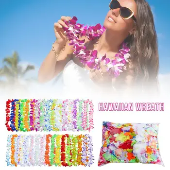 db Hawaii virág Leis Garland nyaklánc Díszes ruha Party Hawaii Beach Fun Flowers DIY Party Beach esküvői dekoráció