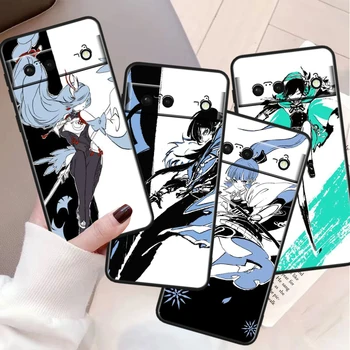 Genshin Anime ütésálló tok Google Pixel 8 7A 6A 5A 5A 5 4 4A XL Pro 5G fekete telefontok puha Fundas Capa telefontok