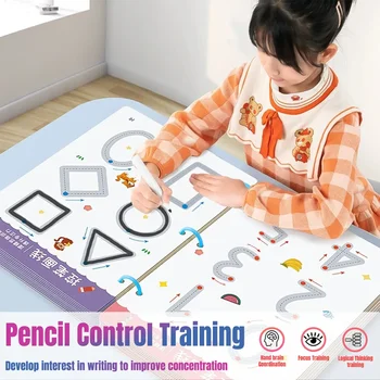 Gyerekjátékok Rajz Tablet Toll Vezérlés Kéz edzés Forma Matematika Meccs játékok Készlet Oktatási játékkönyvek Montessori Matematikai tanulás