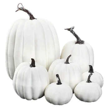 Halloween fehér mesterséges tök dekorációs hab tök asztali mag hálaadás Halloween dekoráció 7 darab