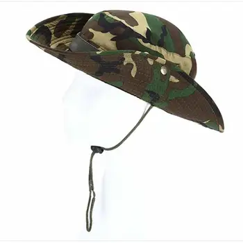 Hőelvezető kalap Széles karimájú álcázó halászkalap Állítható napvédelem kültéri túrázáshoz Horgászat Camping Camping kalap