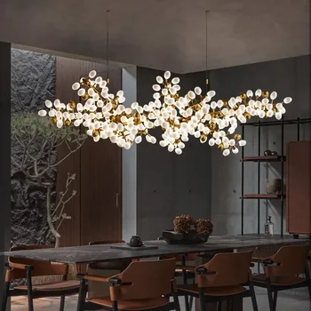 Ingyenes szállítás Modern luxus étterem csillár villa nappali kristály lámpa művészeti dekoráció hosszú üveggolyó csillár