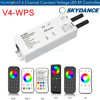 IP67 vízálló LED vezérlő 12V 24V 4CH 5A RF 2.4G vezeték nélküli távirányító V4-WPS vezérlő RGBW RGB CCT Egyszínű LED szalaghoz