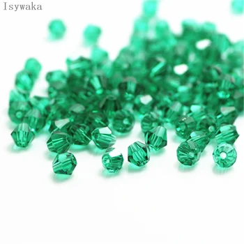Isywaka Eladó Kék Zöld Szín 100db 3mm Bicone Austria kristálygyöngyök Üveggyöngyök laza távtartó gyöngy DIY ékszerkészítéshez