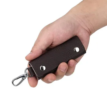 kulcstartó Szervező tartozékok Kézzel készített kényelmes hordozható Egyszerű egyszínű kulcstartó Bőr dupla bepattintható kulcstartó