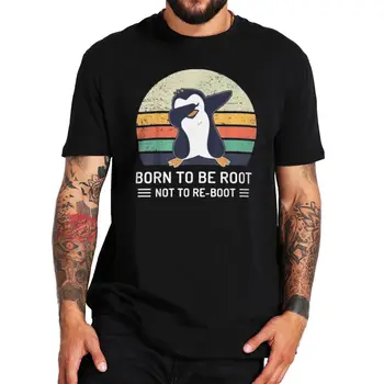 Linux Born To Be Root Not Be Reroot póló Póló Póló Vicces férfi póló Retro Linux programozó póló