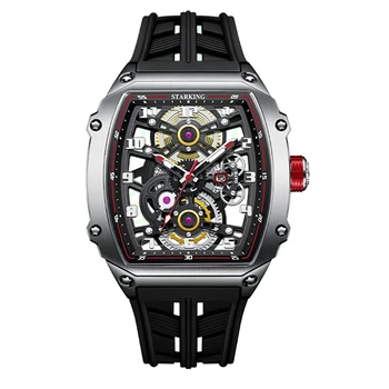 Luxus csontváz óra Automatikus mechanikus karórák Férfiak Top márka Tonneau Limited Edition Sport fényes órák STARKING