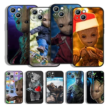 Marvel Avengers Super Hero Groot telefontok Apple iPhone 14 13 12 11 XS XR X 8 7 6 6S 5 5S SE Pro Max Plus mini fekete tok