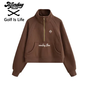 Mondayflow téli női golfkabát, koreai garbós pulóver, meleg dzseki, női golfruházat, téli divat, kiváló minőségű