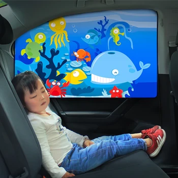 Mágneses autó rajzfilm Aranyos oldalsó ablak napernyők Szélvédő napernyő hátsó oldalsó automatikus ablak napernyő huzat gyerekeknek