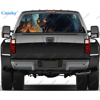 Night Fantasy Werewolve hátsó ablak matrica illeszkedő pickup, teherautó, autó univerzális Lásd: perforált hátsó ablak vinil matrica