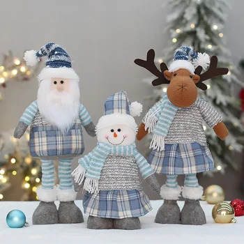 Nordic Christmas Új termék Blue Fabric Stretch Mikulás hóember jávorszarvas baba karácsonyi baba dekoráció