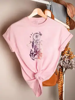 Nyomtatott rövid ujjú ruházat alkalmi póló Nők álomháló Szerelem Trend Stílus Aranyos nyári T divat Női ruhák Grafikus pólók