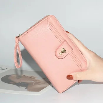 Női pénztárca Új divatpénztárca Női hosszú cipzáras pénztárca Egyszerű mobiltelefon-táska Nagy kapacitású kuplungtáska