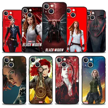 Phone Case Apple iPhone 14 13 11 12 Pro Max XR X 8 Plus XS 13mini tok szilícium Marvel Scarlett Johansson fekete özvegy