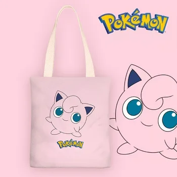 Pokemon Pikachu női vászon válltáska Kawaii Anime lányok vászon kézitáska diák alkalmi vásárlás Környezetvédelmi táskák