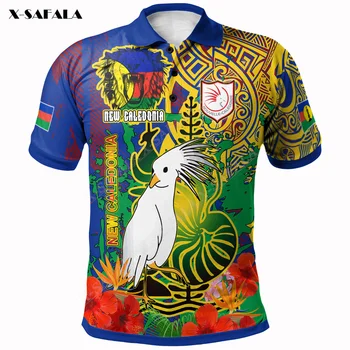 Pride Új-Kaledónia Nemzeti Embléma Cagou Hibiszkusz Polinéz 3D nyomtatás Férfi póló rövid ujjú Luxus póló Top amerikai