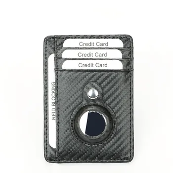 RFID kártyatáska lopásgátló veszteségmegelőzési nyomkövető minimalista férfi és női marhabőr kártyatáska szénszálas mintás kártyatok