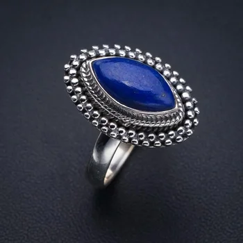 StarGems Natural Lapis Lazuli Handmade 925 Sterling ezüst gyűrű 8.5 F0002