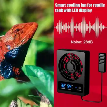 Szellőztető ventilátor hüllőházhoz Intelligens hűtőventilátor LED kijelzővel Erős szél Alacsony zajszint kétéltűeknek Hüllők kígyók