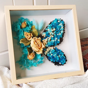  Testreszabott kézzel készített DIY száraz virág képkeret pillangó szerelem virággal örök virág képkeret anyagcsomag