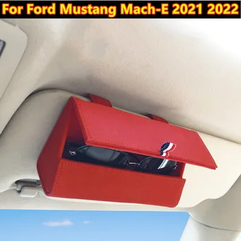 velúr Alcantara autós többfunkciós szemüvegtok Napszemüveg Sundries tároló doboz Napellenző a Ford Mustang Mach-E 2021 2022 számára