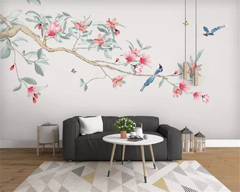 WELLYU 3D Egyedi méretű fali papírok lakberendezés új kínai kézzel festett virágok és madarak toll szilva dekoráció festés tapéta