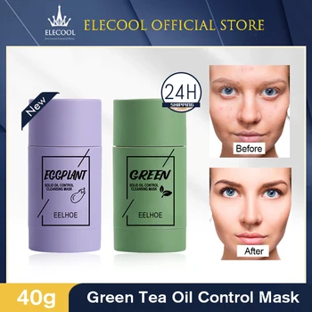 Zöld tea tisztító szilárd arcmaszk stift Pattanások eltávolítása Mitesszer olaj kontroll Mély hidratáló fehérítő bőrápolás Szépség Egészség