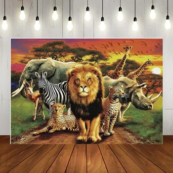 Állatfotózás Nyár Trópusi sivatag Afrikai erdő szafari Festői parti háttér Születésnapi zsúr dekoráció Banner fotók Kellékek