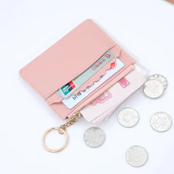 Új kártyatáska érme pénztárca Cipzáras mini pénztárca Lány diákérme tároló Hullámos csipke kulcstartó robbanékony egyszerűség