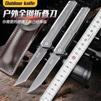 Új parancsnok M390 acél teljesen acél fogantyú kültéri kényelmes összecsukható kés Önvédelmi késcsapágy sima zseb gyümölcs kés