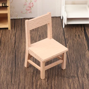 1/12 Babaház miniatűr fa szék Nappali bútor dekoráció Babák Ház kiegészítők gyerekeknek Játssz úgy, mintha játék