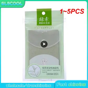 1 ~ 5DBS csomag olajszabályozó papír Arcnedvszívó hordozható zöld tea / rózsa sminkeltávolító szövet olaj Bőr arctiszta foltpapír