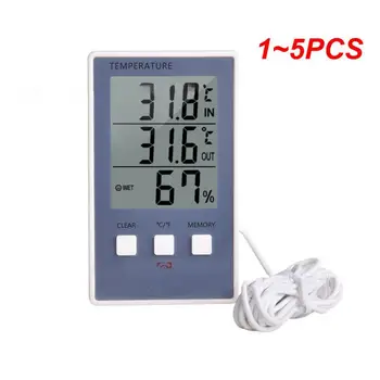 1 ~ 5PCS Digitális hőmérő Higrométer beltéri kültéri hőmérséklet-páratartalom mérő C / F LCD kijelző érzékelő szonda meteorológiai állomás
