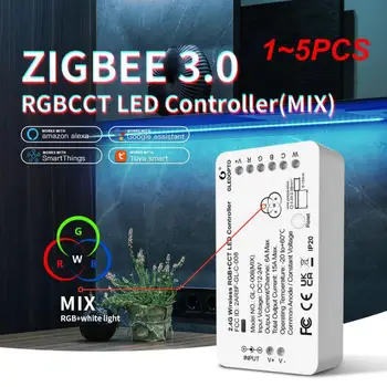 1 ~ 5PCS intelligens otthoni LED szalagvezérlő RGB CCT szín fehér fénykeverék Homey Alexa Tuya SmartThings App hangvezérlés