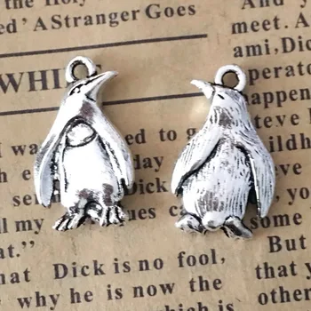 10 darab/tétel 12*20mm Antik ezüst színű Fémötvözet Pingvin Charm Medál Nyaklánc karkötő Kulcstartó DIY ékszerkészítés